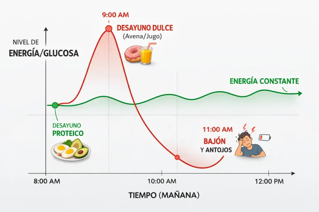 Desayuno pico de insulina metabolismo a los 40